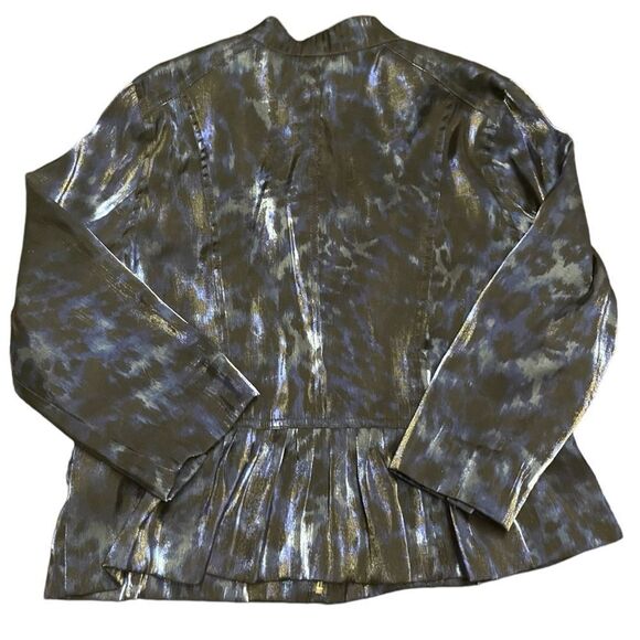 Ruby Red Brand~ Blue Shimmer  Animal Print Blazer Size 12P - Picture 3 of 5